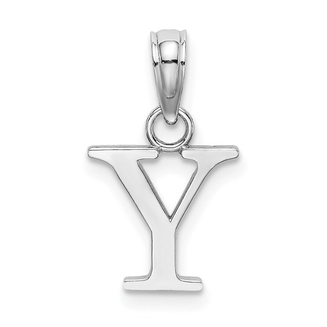Diamond2Deal 14K Pendentif Initiale Lettre Y en Or Blanc pour Femmes