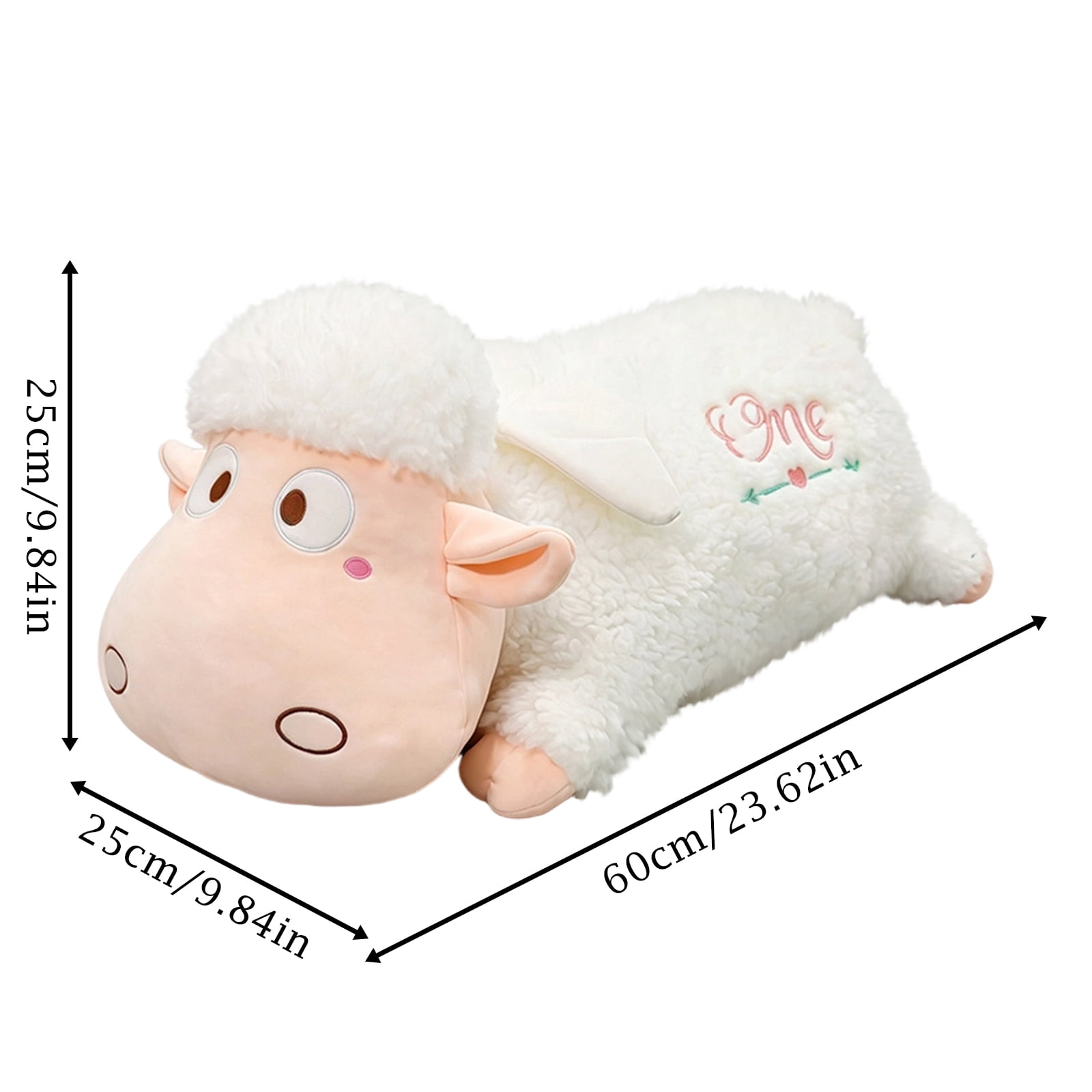 Weighted Sheep Stuffed Animal Plushie, 23.6-inch Soft Lamb Plush Cushion Sheep Shaped Comfort Companion Ornament, Fluffy Stuffed Pillow for Relaxation and Holiday Gifting