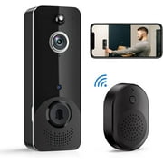 BEIJIA Wireless Doorbell Camera with Chime, Security Camera Wireless 2.4G Wi-Fi, 2 Way Audio, Human and Motion Detection, Night Vision, Cloud Storage, Real Time Alert for Home