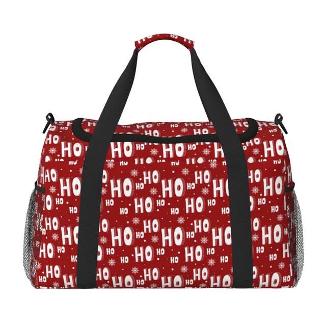 Fotbe Ho-Ho-Ho Bolsa de Viaje con Estampado, Bolsa de Fin de Semana para Mujer con Compartimento para Zapatos, Bolsa de Gimnasio con Bolsillo Húmedo