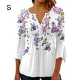 thumbnail image 5 of Minnieouse 3/4 manga Tops Swing camiseta verano túnica lavable atractivo exquisito multicolor señoras moda Chic playa Prendas para la parte del cuerpo Púrpura S, 5 of 5