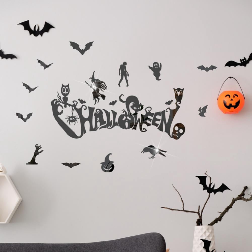 Halloween Ghost Bat Decal Sticker Wall Decor Pumpkin Spider Witch Bat ...
