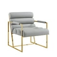 thumbnail image 2 of Inspired Home Madisen PU Leather Accent Chair, Grey/Gold, 2 of 7