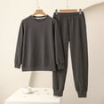 thumbnail image 2 of Stamzod Pajamas for Women Set Solid Color Round Neck Warm Tops and Pants Casual Nightwear Home Clothes Lounge Sets for Women Dark Gray-1 L, 2 of 5