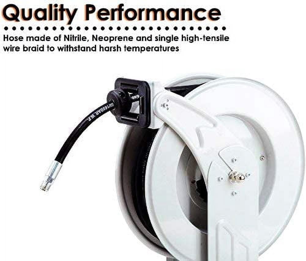 REELWORKS Heavy Duty Spring Driven Hose Reel (1/2" x 50 Ft. Dual OIL REEL)