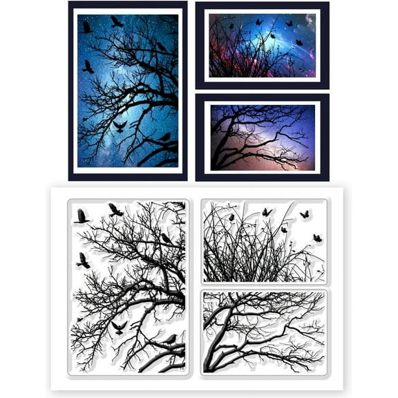 Trees Clear Stamps Branches Stamp for Crafts Transparent Silicone Stamps for Card Making Silicone Stamps for Scrapbooking Photo Album Journal Decoration DIY Crafts