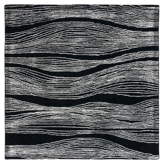 SAFAVIEH Metro Bridget Abstract Area Rug, Black/Ivory, 6' x 6' Square