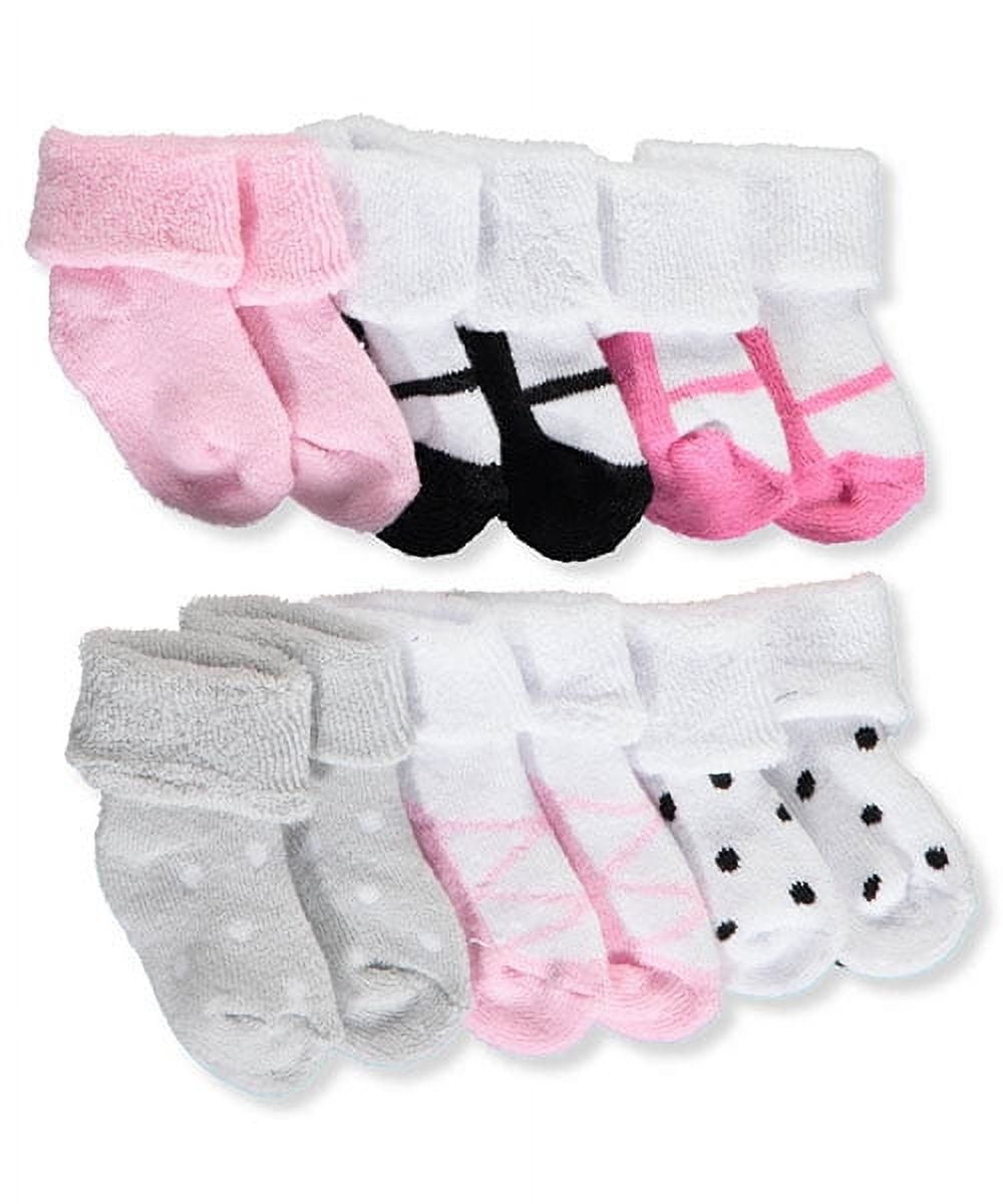 Luvable Friends Baby Girl Socks Set, Light Pink White, 0-6 Months