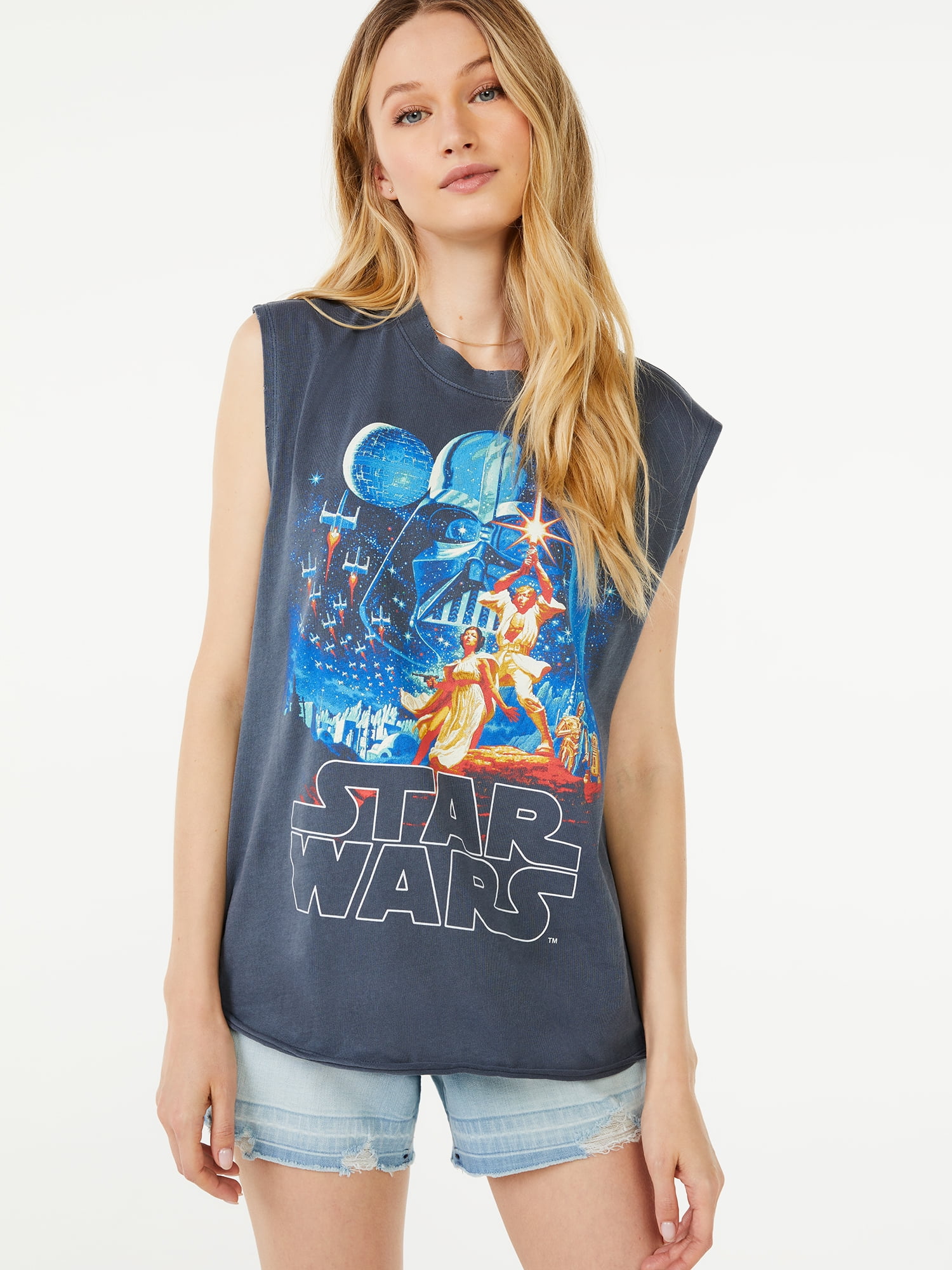 Scoop Women's Star Graphic Sleeveless T-Shirt Walmart.com