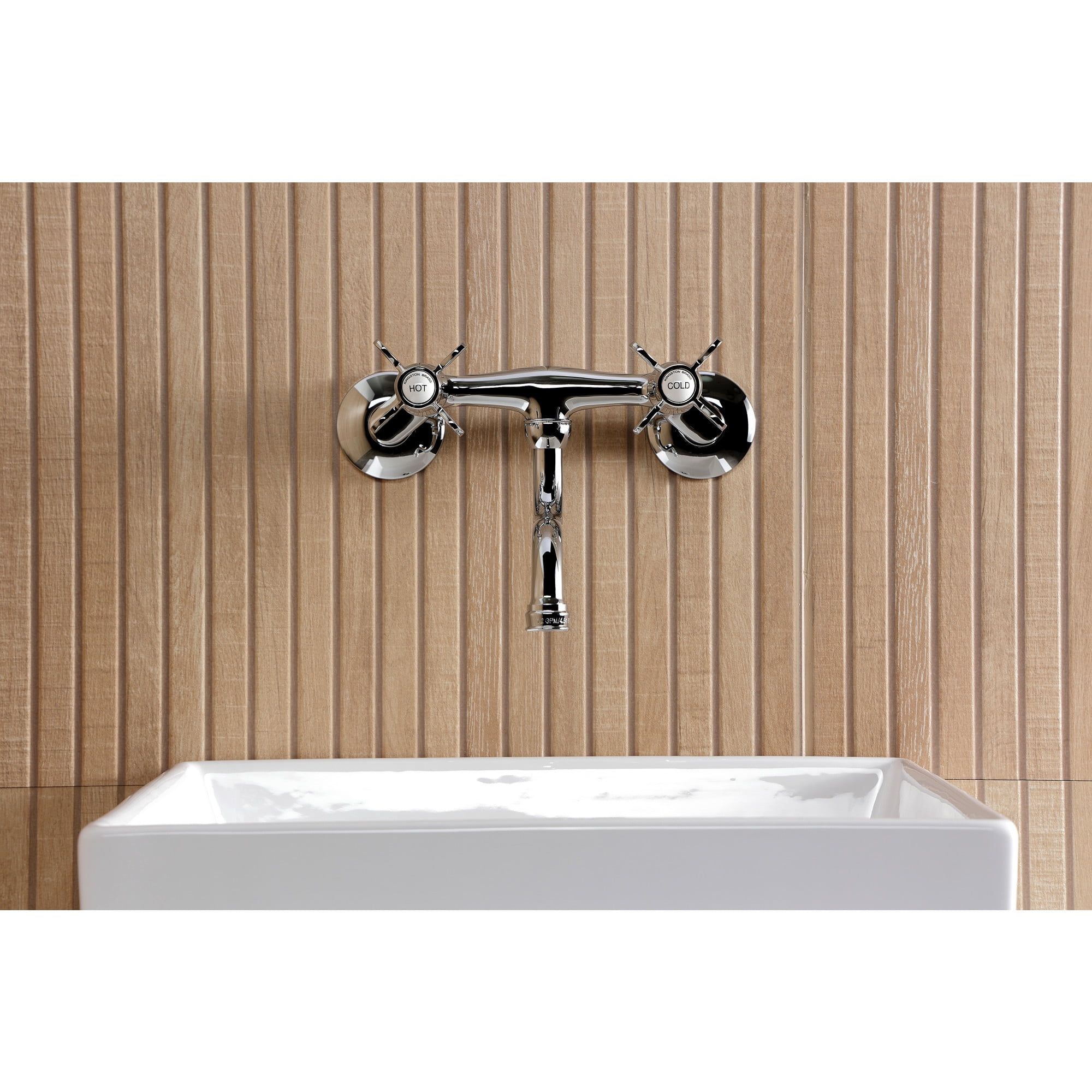 Kingston Brass KS2111BEX Essex Double-Handle 2-Hole Wall Mount Bathroom Faucet in Polished Chrome