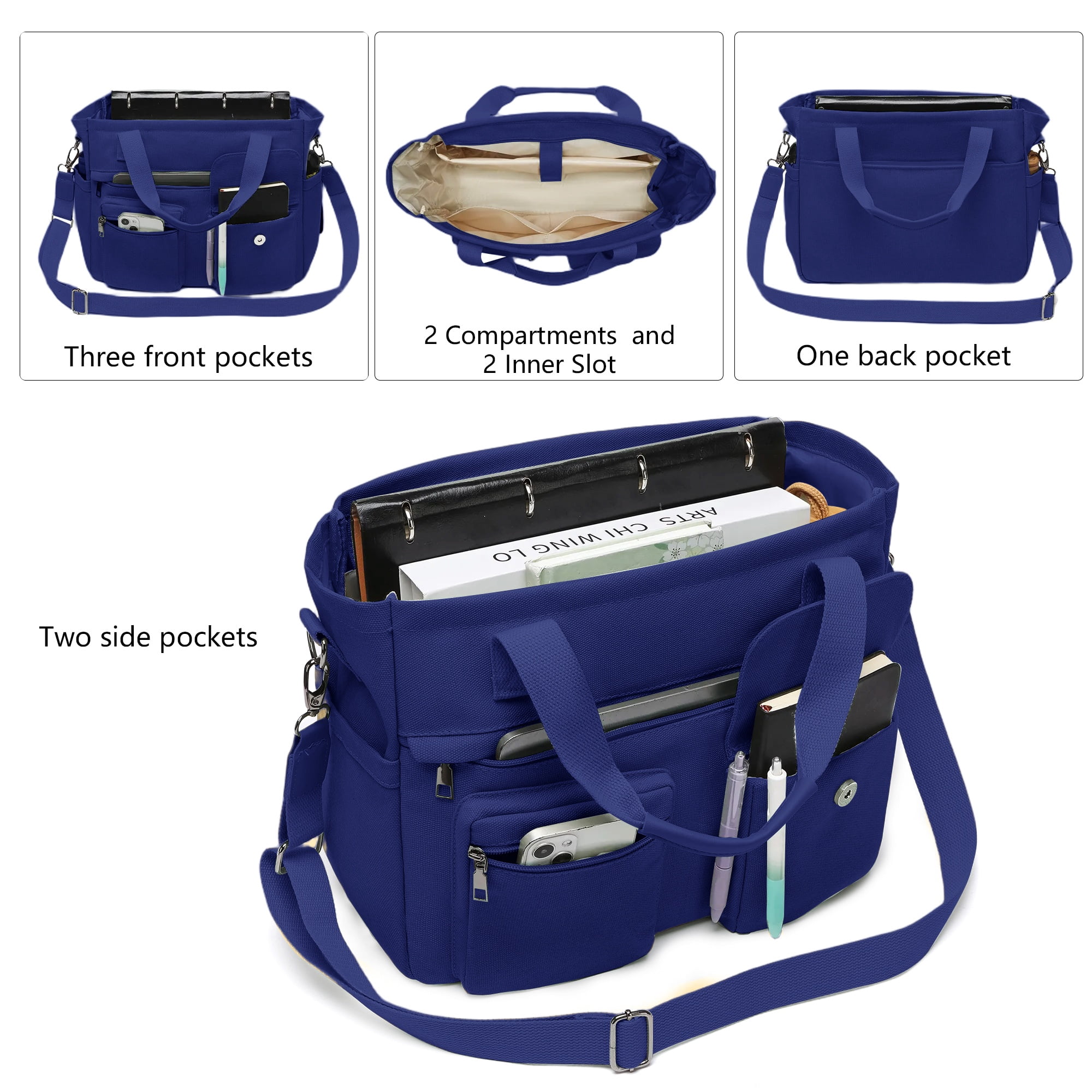 2pcs/set Large Canvas Tote Bag for Women, Laptop Work Bags Crossbody Shoulder Hobo Messenger Handbag Purse Travel Gym Totes