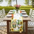 thumbnail image 4 of Summer Gnome Sunflower Leaf Table Runner-36 Inch Long Yellow Plaid Pastoral Plant Table Runners Linen Burlap Tablerunner for Kitchen Dining Room Holiday Party, 4 of 9
