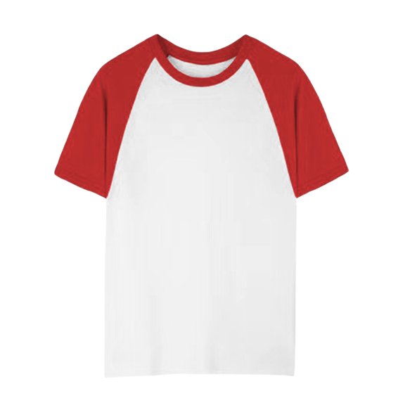 Rggeeun Men'S T-Shirts Color Block Short Sleeve Crew Neck Loose Fit Soft Breathable for Summer Outdoor Play Basic Tee,Red,S