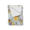 thumbnail image 2 of Pansy Soft Flannel Fleece Blanket, High Detailed Roses and Different Color Flowers Along Butterflies Pattern, Cozy Plush for Indoor and Outdoor Use, 60" x 80", Baby Blue Multicolor, by Ambesonne, 2 of 6