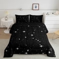 thumbnail image 4 of Feelyou Glitter Star Galaxy Queen Comforter Set, Mystic Starry Sky Bedding Sets, Black White Reversible Bedding Comforter Set, Ultra Soft Home Decor,3 Pieces, 4 of 8