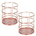 thumbnail image 4 of 2 Pcs Porte-Stylo Rond Or Rose Panier de Rangement de Bureau Organisateur de Maquillage en Maille Métallique, 4 of 14