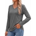 thumbnail image 4 of MOSHU 3 Pack T Shirts for Women V Neck Long Sleeve Womens T-shirts Casual Basics Tees Loose Fit Fall Tops, 4 of 11