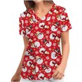 thumbnail image 1 of Snorda Tuniques Médicales pour Femmes Hauts de Sarrau Col en V Uniforme de Travail Imprimé Poches Blouse, 1 of 5