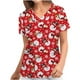 thumbnail image 2 of Puntoco Navidad Moda Mujer Cuello en V Casual Manga corta Impreso Bolsillos Señoras tops Blusa Puntoco Puntoco-5016, 2 of 6