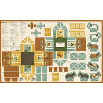 36" X 60" Panel Ponderosa Horse Stable Cut and Sew Horses Equestrian Western Cream Cotton Fabric Panel (20868-11)