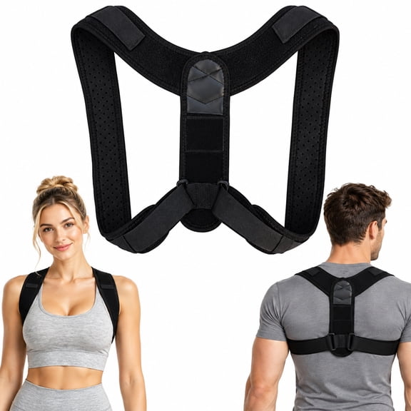 WellaBack Posture Corrector, Adjustable Upper Back Brace for Women and Men Gentle Shoulder Guidance | Flexible Support | Discreet Under Clothing | Washable & Adjustable