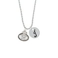 thumbnail image 2 of Delight Jewelry Silvertone Keep Calm Aunt is Here Silvertone Script Initial Disc - J - Charm Necklace, 20"+3", 2 of 4
