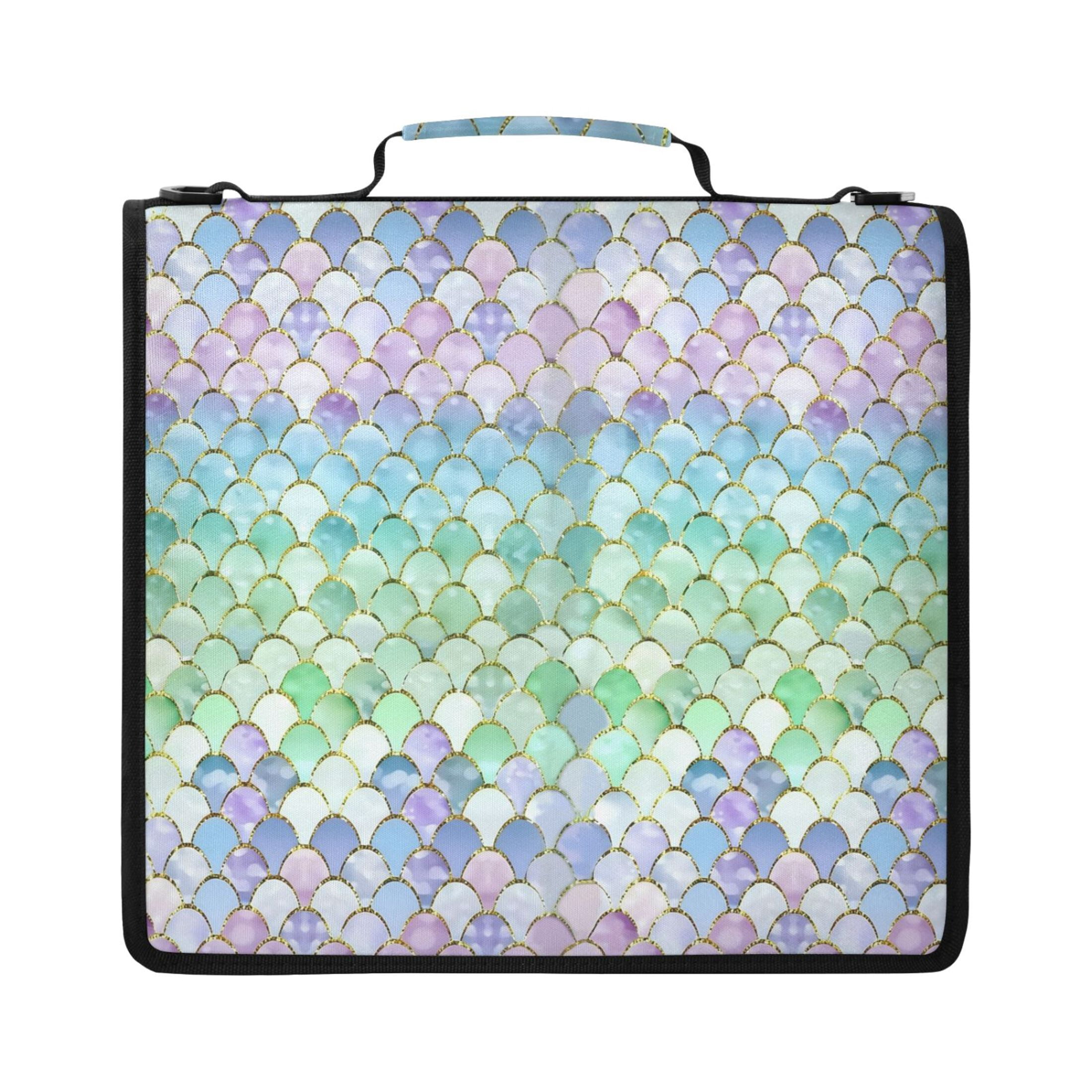 ALAZA Zipper Binder Glitter Scales Pattern 2 inch 3 Ring 500 Sheet Capacity Trapper Keeper File Folder Organizer Bag