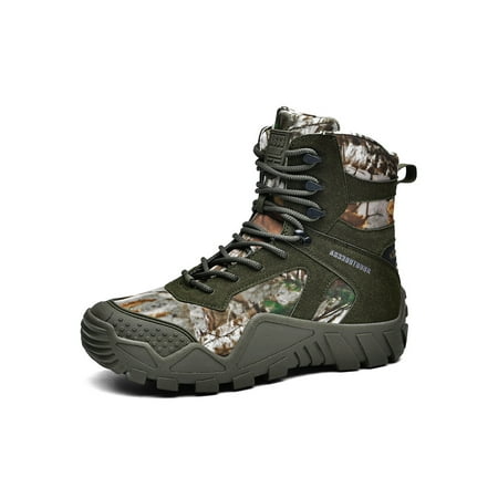 

Gomelly Mens Combat Bootie Lace Up Tactical Boots Camouflage Desert Booties Durable Hiking Boot Jungle Camping Outdoor Shoe Camouflage Green 9.5