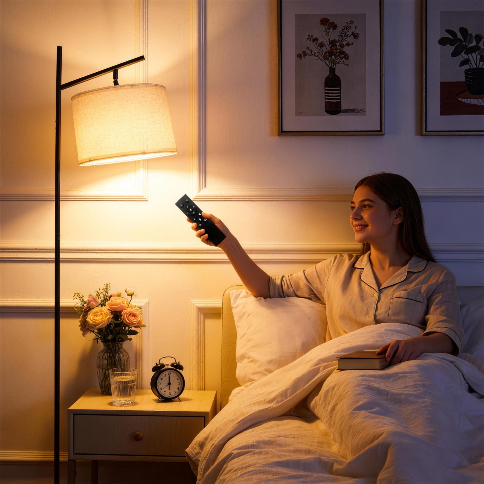 64" Floor Lamps for Living Room with Remote Control 3 Color Temperature Dimmable Standing Lamp Tall Pole Lamps for Bedroom, Office,Gold,Bulb Included
