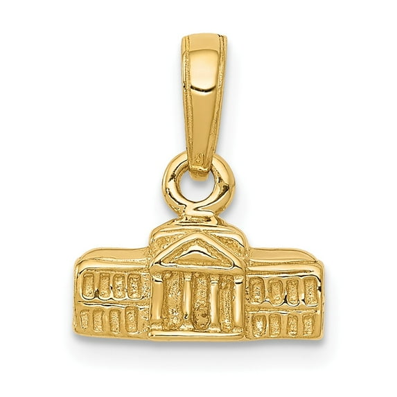 FB Jewels 14K Yellow Gold 3-D White House Pendant