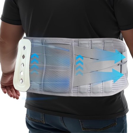Plus Size Back Brace, Ergonomic Design Back Support Brace, Obese Belly Support for Sciatica Pain Relief, Scoliosis. Customizable Supports Bars – Fits Belly from 44" to 52"