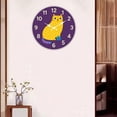 thumbnail image 4 of Reloj de pared de , reloj colgante de madera, silencioso, con números arábigos, sin , decoración de pared para bar, aula, sala de fiestas, Gato amarillo, 4 of 8