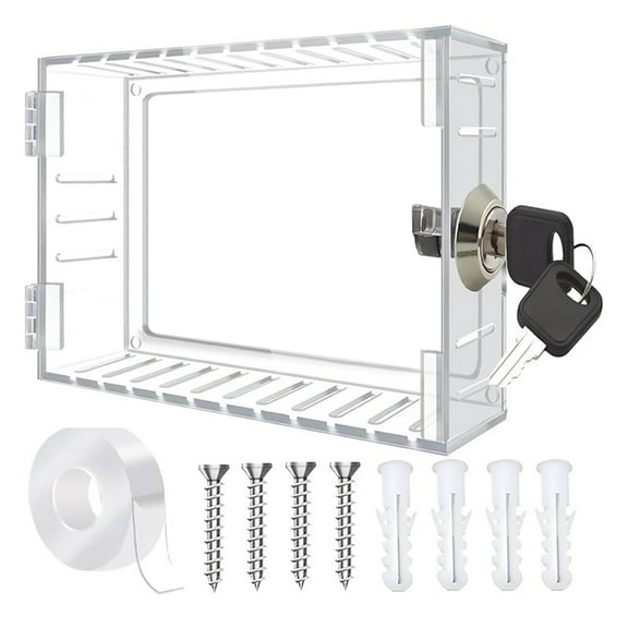 Yammee Lockable Thermostat Lock Box Cover Thermostat Lock Box with Key Clear Thermostat Guard with Lock Easy to Install