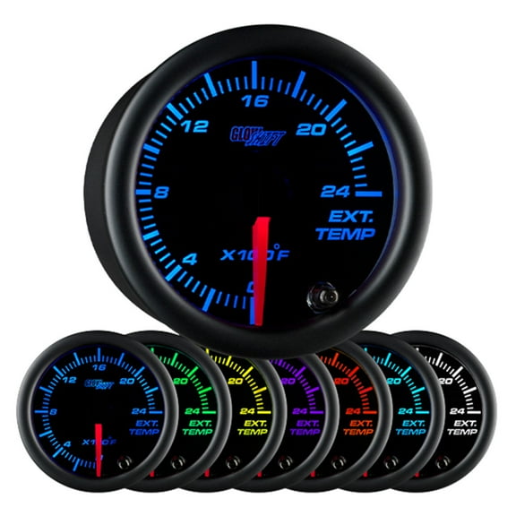 GlowShift Black 7 Color 2400 Exhaust Gas Temperature Gauge