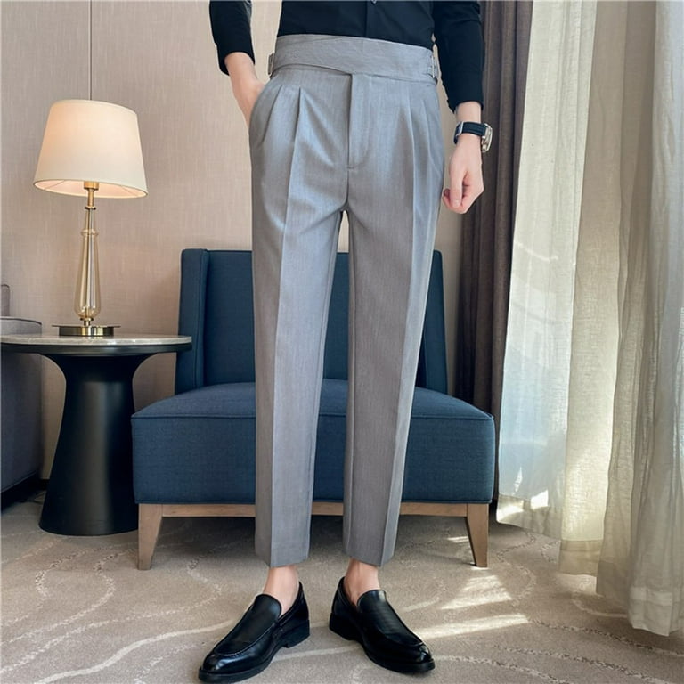 OSOLU Solid Color Mens Fashion Slim Fit Dress Pants Classic Casual Business Dress  Pants Formal Pants For Men Trousers Everyday Comfort Versatile Bottoms -  Walmart.com