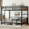 thumbnail image 3 of Full XL over Full XL Metal Bunk Bed, Separable Bunk Beds with Security Fence, Convertible Loft Bed and Standalone Beds, Walnut, 3 of 14
