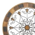 thumbnail image 5 of DecMode Brown Wood Scroll Medallion Home Wall Decor with Metal Fleur-De-Lis Detail, 35" x 1" x 35", 5 of 13