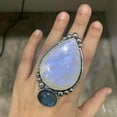 thumbnail image 3 of Moonstone With Labradorite Ring, 925 Sterling Pure Silver Ring, Handmade Ring, Silver Band Ring, Statement Ring, Anniversary Gift For Her,.., 3 of 3