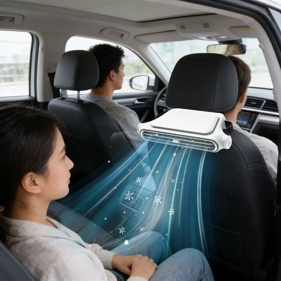 Car Seat Fan for Driver & Backseat, Car Headrest Fan, Invisible Car Seat Cooling Fan, Portable USB Backseat Car Fan with 3 Adjustable Wind Speeds for Vehicle Van Truck SUV RV