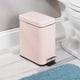 thumbnail image 3 of Papelera rectangular de metal con tapa, compacta, con bolsa extraíble y asa, para baño y cocina, color rosa claro, 3 of 5