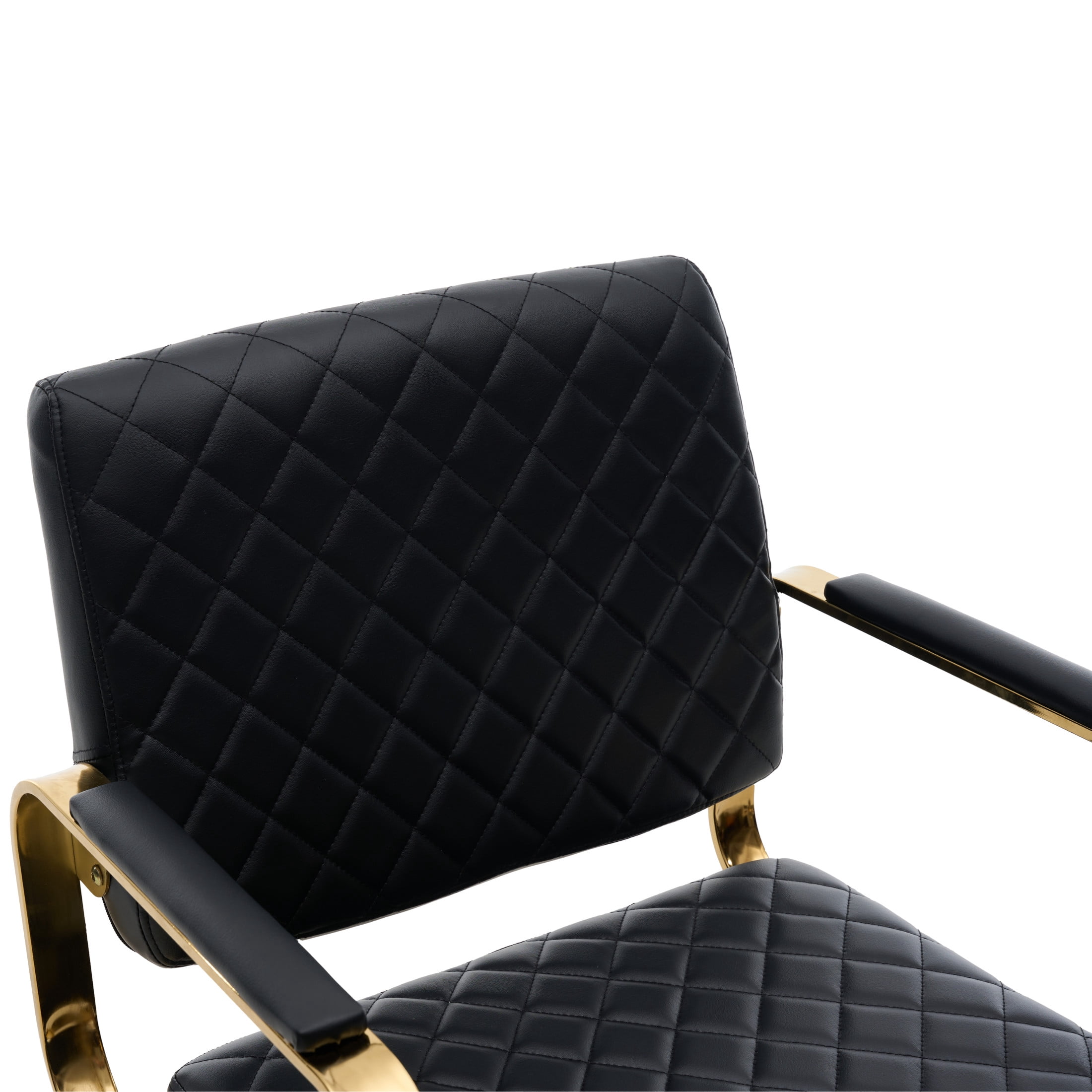 Noble House 360° Swivel Adjustable Salon Styling Chair, Diamond-Quilted PU Upholstery, Black+Gold