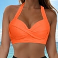 thumbnail image 2 of wamacs Women's Supportive Halter Bikini Padded Full Coverage Bikini Top Push Up Bust Hook Back Tops Only Stylish Swimwear (Orange,M), 2 of 9