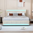thumbnail image 2 of Upholstered Bed Frame with LED Light, 4 Drawers, Type C USB Ports and Headboard, Full Size, 2 of 8