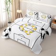 thumbnail image 3 of Feelyou Yellow Minimalist Soccer Q Bed Spread Queen for Boys Girls, Cartoon Ball Sport Queen Coverlet Set, 3-Piece, 3 of 7