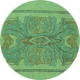 thumbnail image 1 of Ahgly Company Indoor Round Abstract Turquoise Blue Modern Area Rugs, 8' Round, 1 of 4
