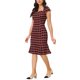thumbnail image 4 of INSPIRAR CHIC Vestido de trabajo de cuadros vintage para mujeres con mangas cortas, escote corazón, cuerpo ajustado, cola de pez, midi, negro, XL, 4 of 6
