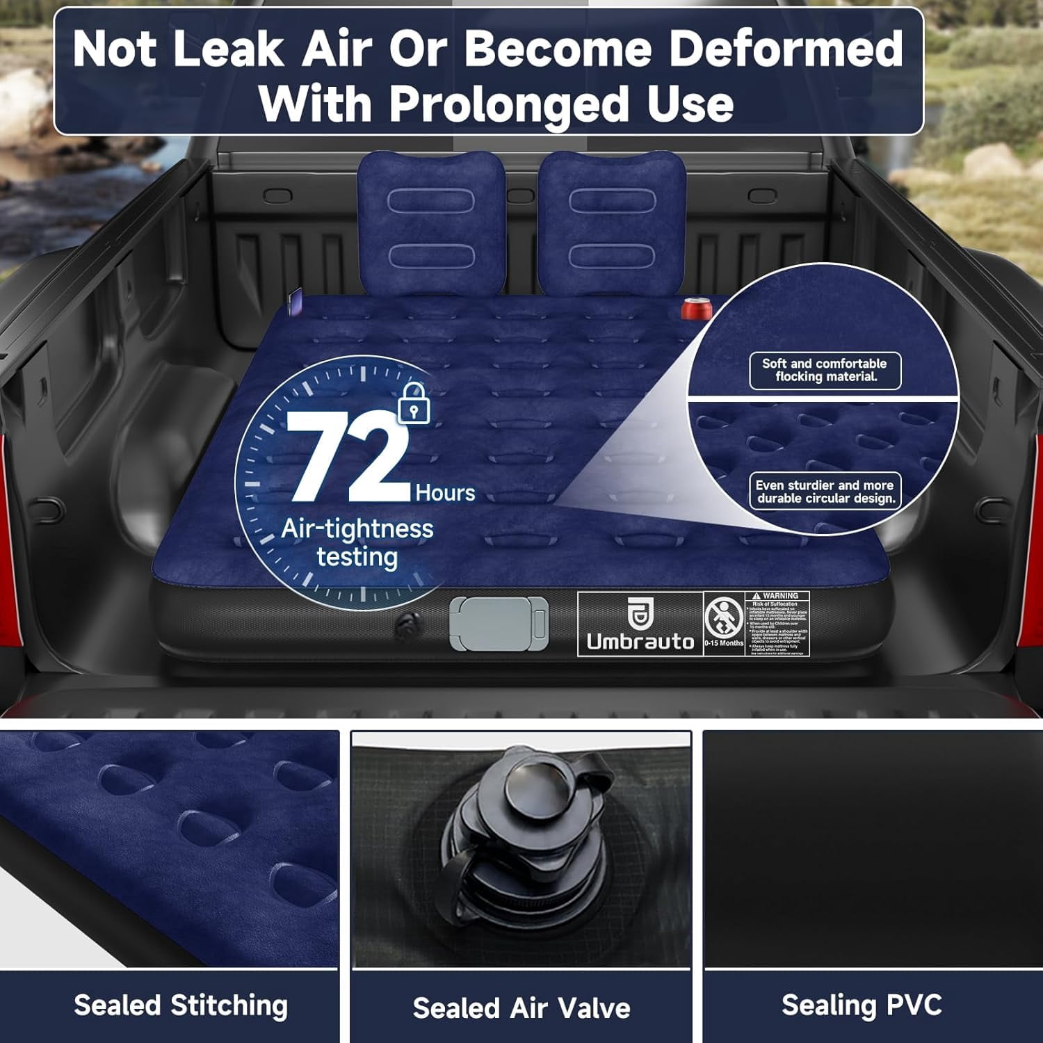 Air Mattress for Car Camping, Leakproof & Quick Inflation Sleeping Airbed with Electric Pump, Fits Most Compact, Mid-Size & Full-Size SUV Trunks for Road Trip Travel