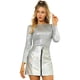 thumbnail image 1 of Camisa de manga larga para mujer Allegra K brillante metálico Plata XL, 1 of 6