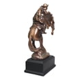 thumbnail image 4 of Rustic Western Rodeo Cowboy With Rearing Horse Bronze Electroplated Figurine, 4 of 6