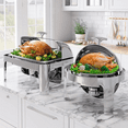 thumbnail image 2 of 9 QT Roll Top Chafing Dish Buffet Set,Food-Grade Stainless Steel Commercial Chafer for Catering,and Weddings,Visible Lid,[2 Half Sized Pans]Included, 2 of 7